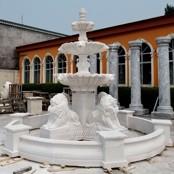 Large Carved Marble Fountains Manufacturers Outdoor White Stone Water Fountain Driveway