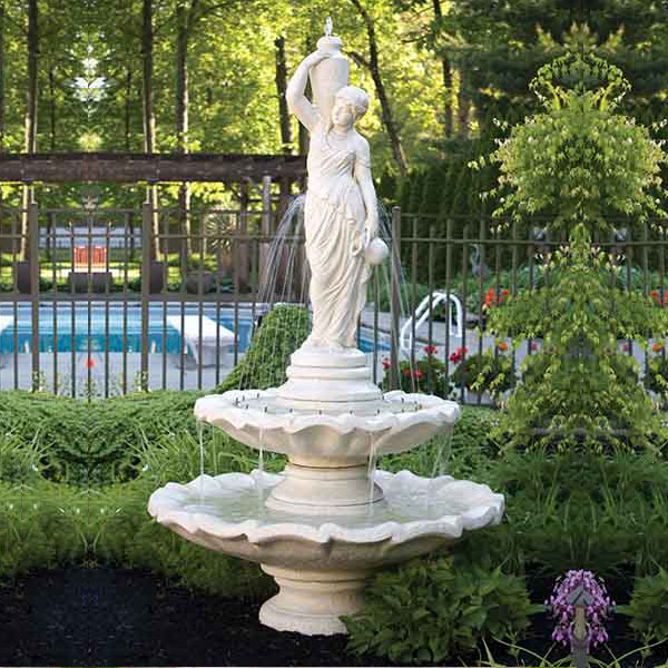 beautiful angel fountain White marble angel wall fountain