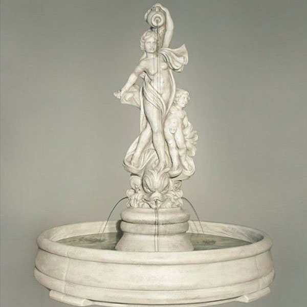 lion head and angel wall fountain Natural Stone Boy and Girl Wing Angel Fountain
