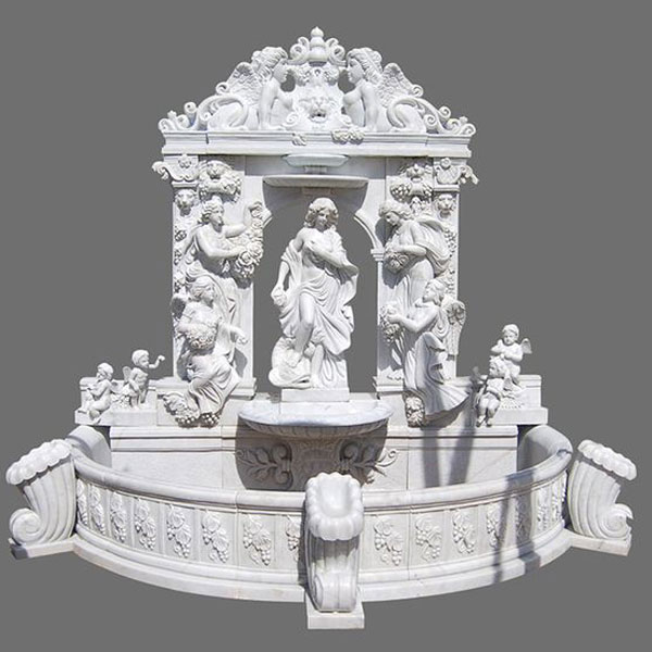stone angel water fountain indoor High Quality European Style Custom Garden Smooth Shiny Stone Carved Marble Angel Water Fountain