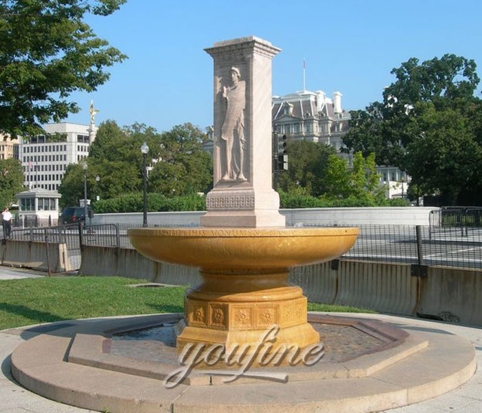 Outdoor small marble water fountains with monument design for public decor