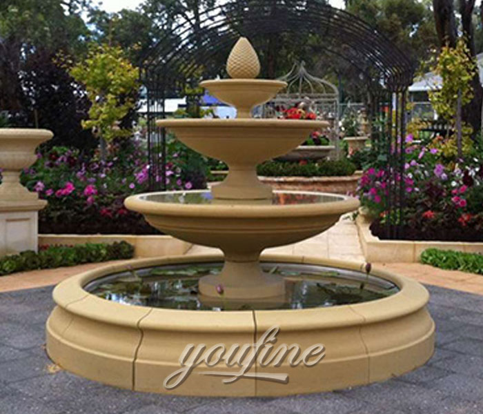 Indoor large antique marble three tiers water features with pool for hotel