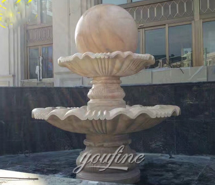 Outdoor 2 tiers casting stone floating ball water yard fountains with pool for sale