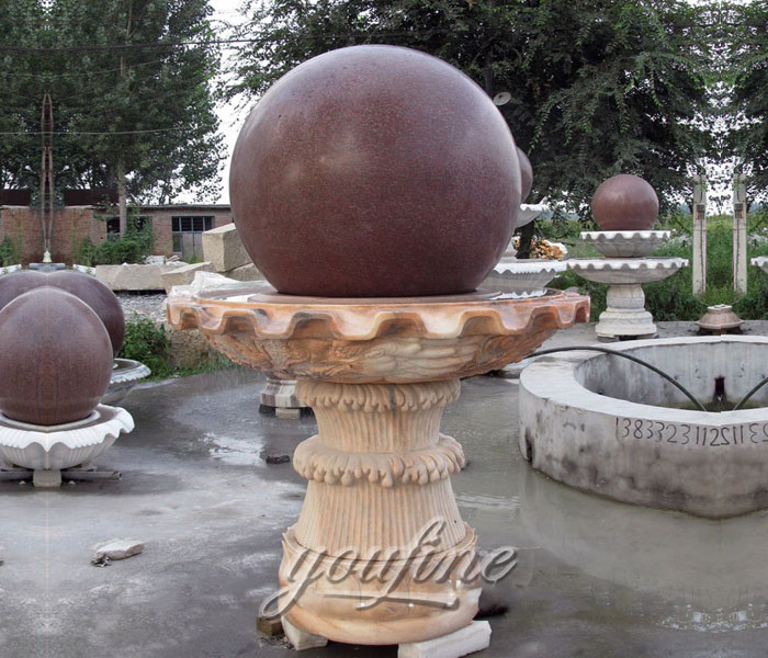 Outdoor casting red granite stone floating tiered water fountains for hotel
