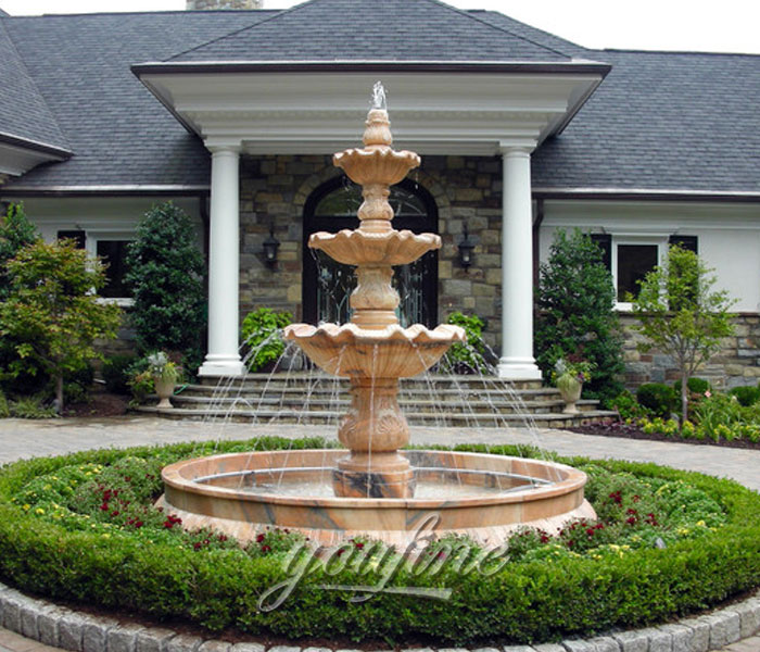Indoor small red stone waterfall tiered hotel fountain for sale