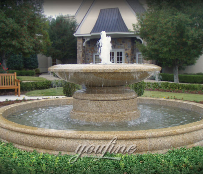 Outdoor simple tiered natural beige marble waterfall fountain to buy for hotel