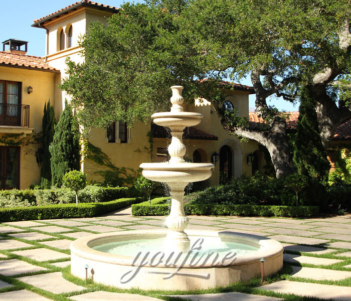 Tall outdoor water tiered fountains for backyard
