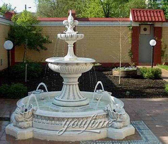 Indoor antique stone marble three tiers garden water features