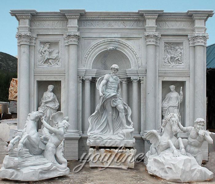 Great marble big famous Trevi fountains in the front of the bank