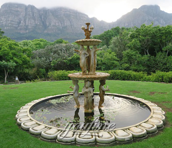 Outdoor large antique stone tiered angel water fountains design for hotel on sale