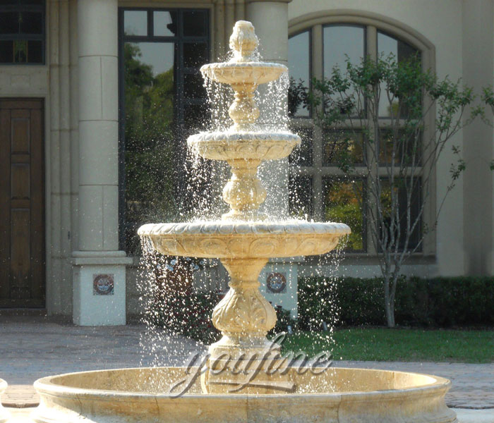 Indoor hotel decor antique sandstone small three tiers water fountain