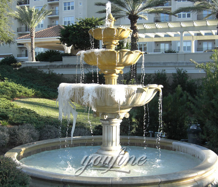 Outdoor 3 tiers hotel decor stone water fountain with pool for hospital garden