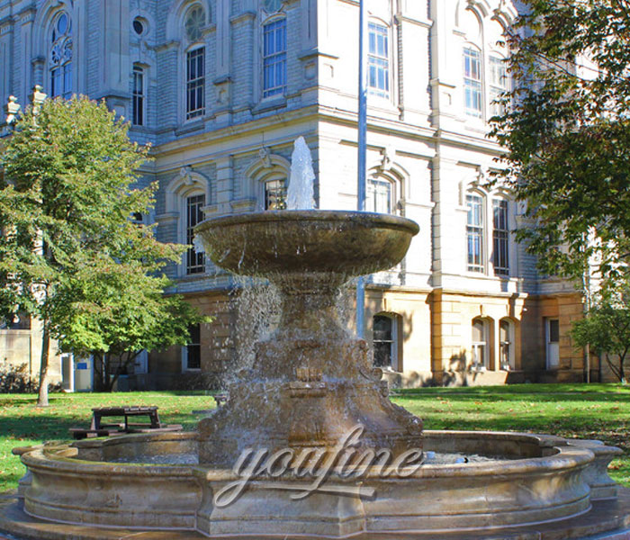 Outdoor antique natural stone tiered waterfall features for park